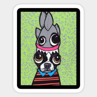 Boston Terrier Shark Hat Sticker